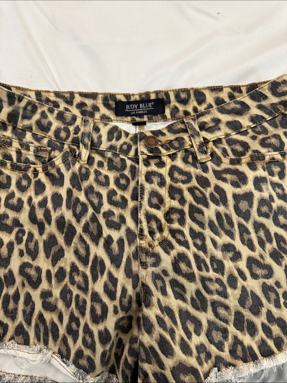 Judy Blue Leopard Print High-Rise Denim Shorts - Tan & Black
